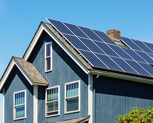 get more info blue home with solar panels on roof