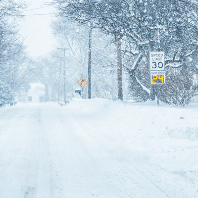 driving on a snowy road