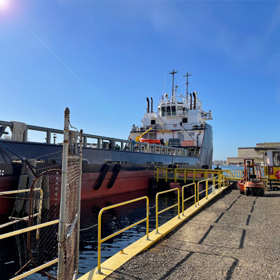 large ship on canal