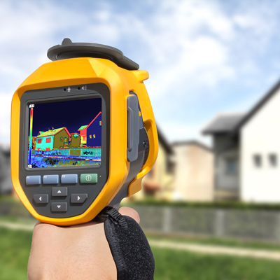 thermal imaging tool with house in background