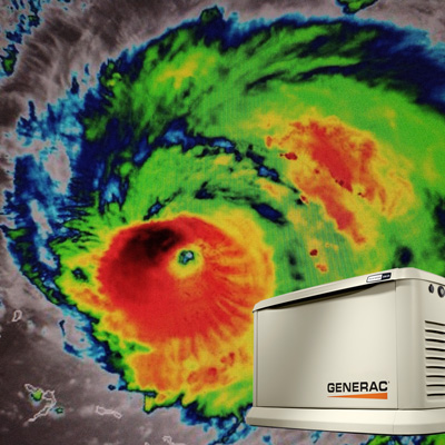 Doppler radar of hurricane with generator on top