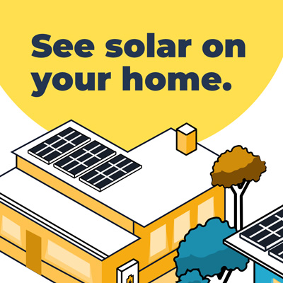 illustration of homes with solar panels on roofs